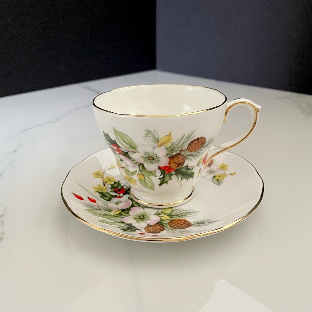 "Winter" Holiday Cup & Saucer - Duchess Bone China